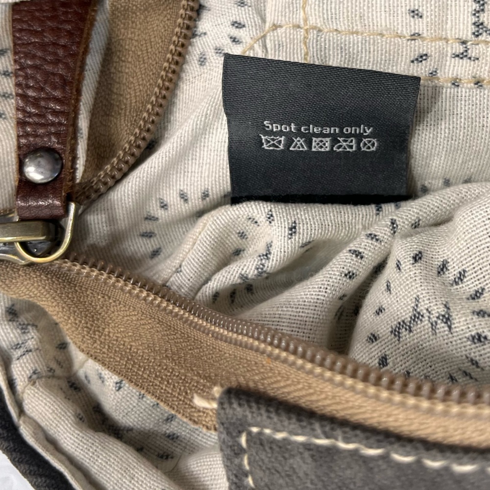 Myra Bag Handmade Crossroads Backpack Upcycled Canvas Cowhide Leather Patchwork - Picture 9 of 16